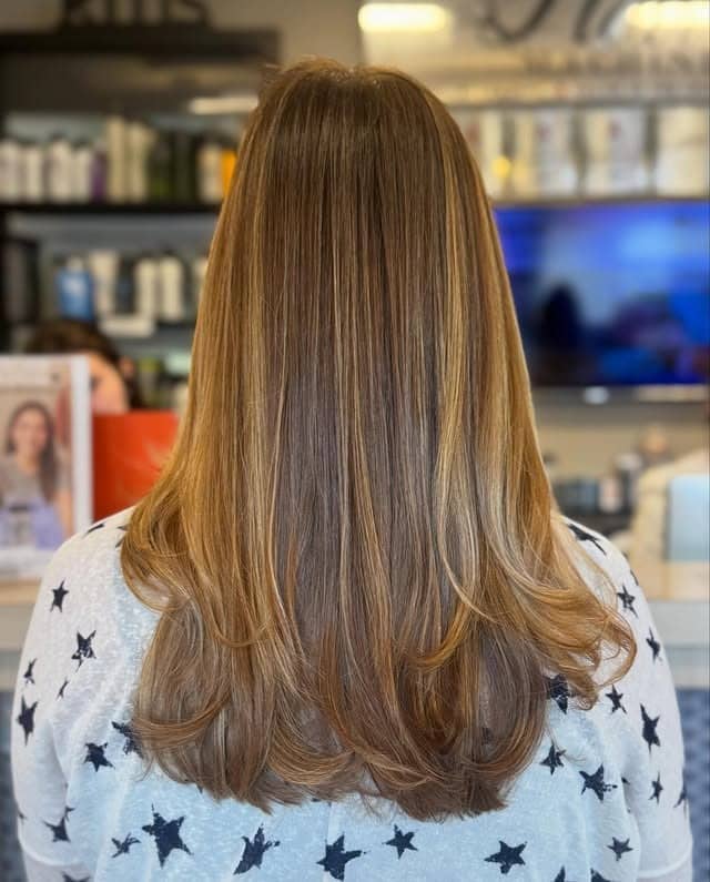 20. Feathered Layers with Caramel Honey Blonde Dimension - Caramel Honey Blonde