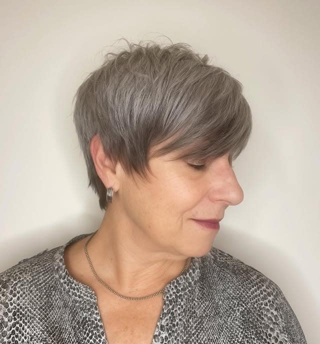 5. Feathered Silver Long Pixie - Long Pixie Cuts