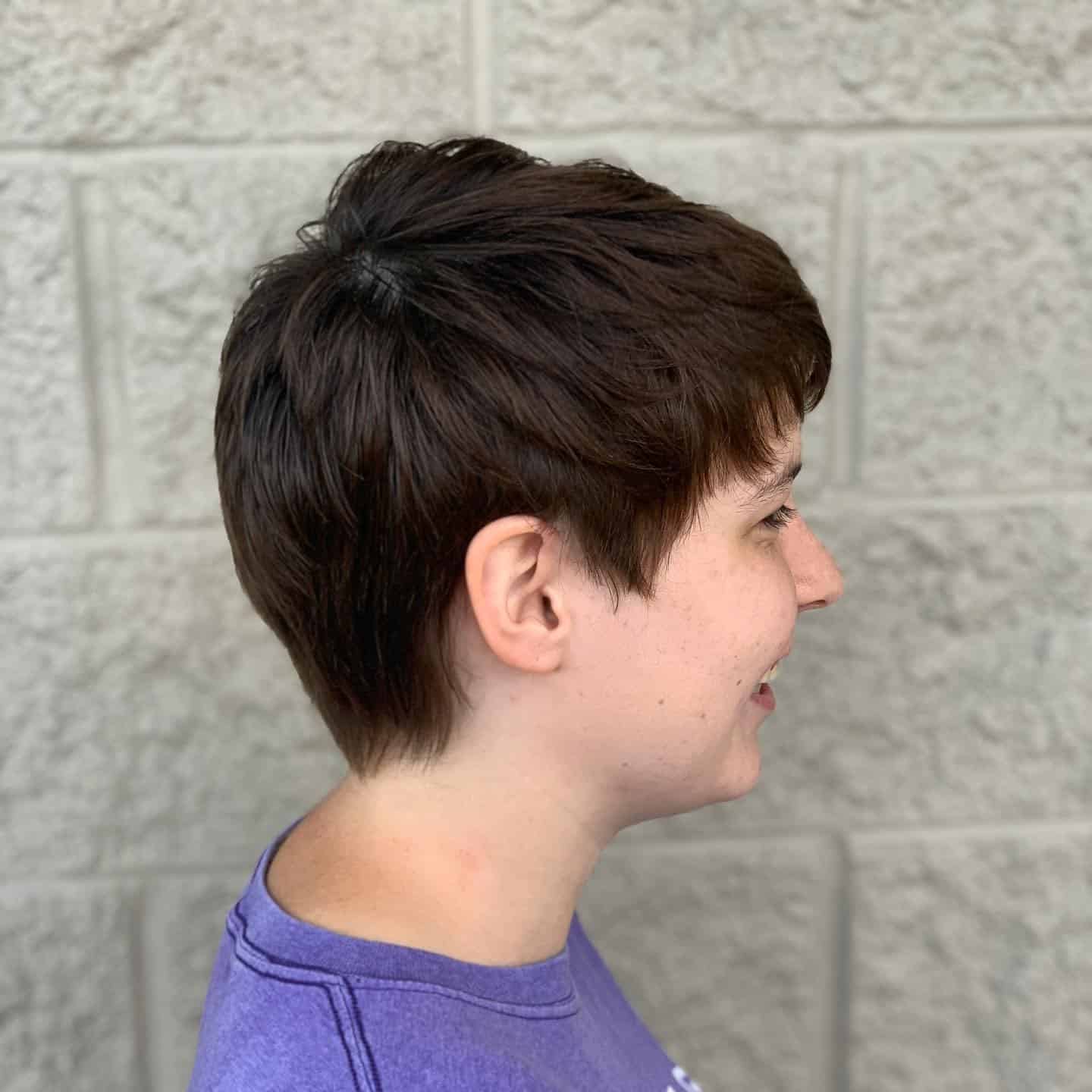 6. Classic Dark Brown Long Pixie - Long Pixie Cuts