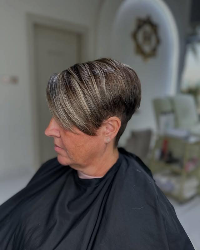 7. Side-Swept Long Pixie Undercut with Ash Blonde Highlights - Long Pixie Cuts