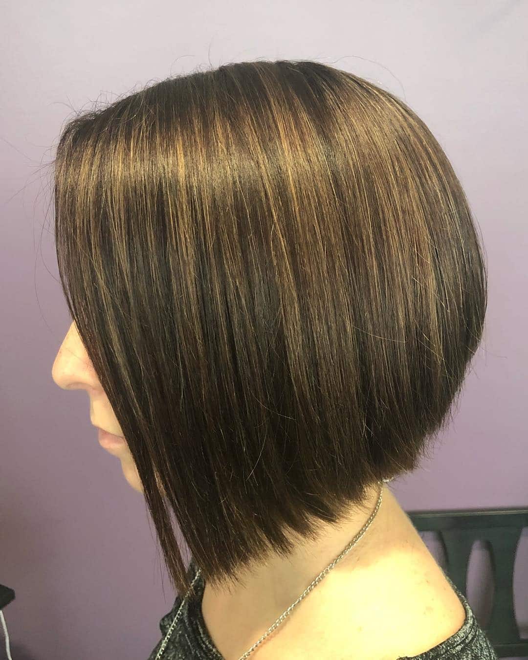 11. Angled Long Pixie Bob with Chestnut Brown Highlights - Long Pixie Cuts