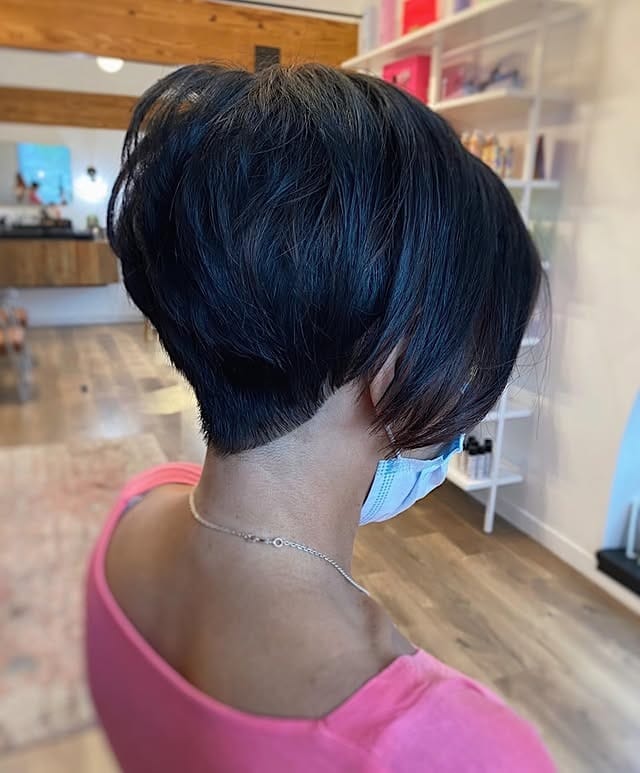 13. Tapered Long Pixie in Soft Black - Long Pixie Cuts