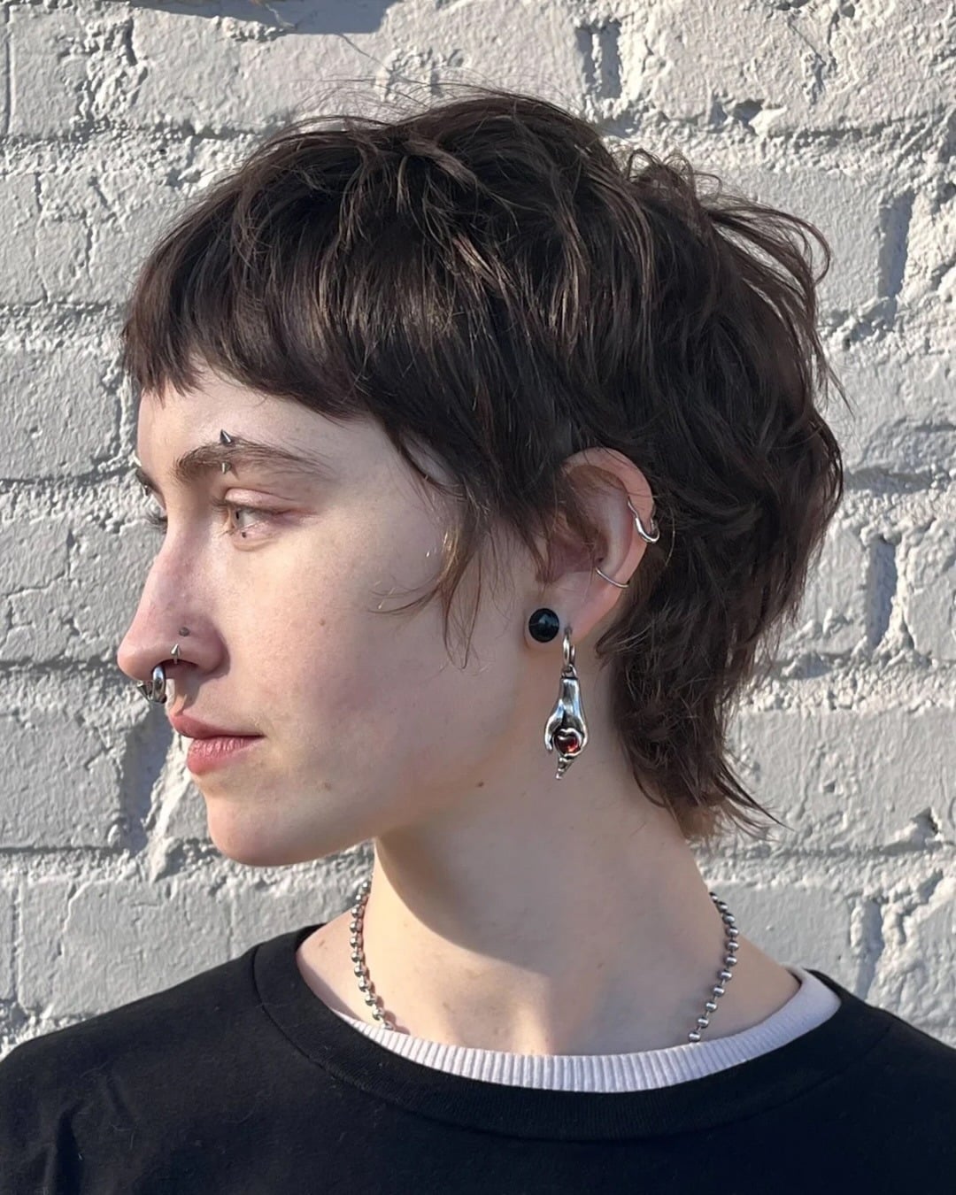 14. Textured Shaggy Long Pixie in Dark Mocha Brown - Long Pixie Cuts