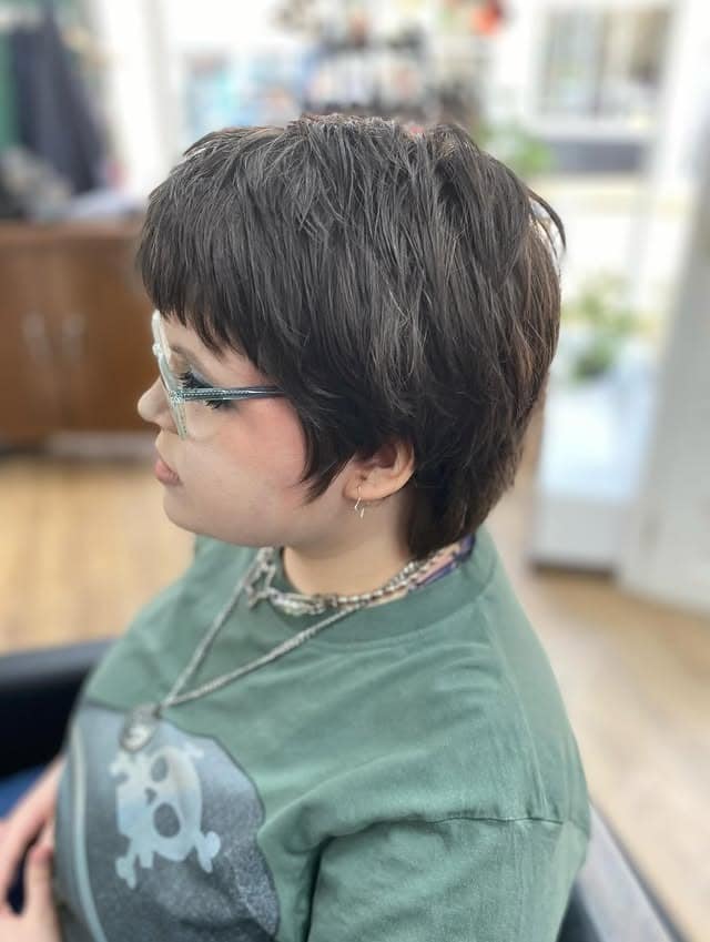 16. Layered Long Pixie in Espresso Brown - Long Pixie Cuts