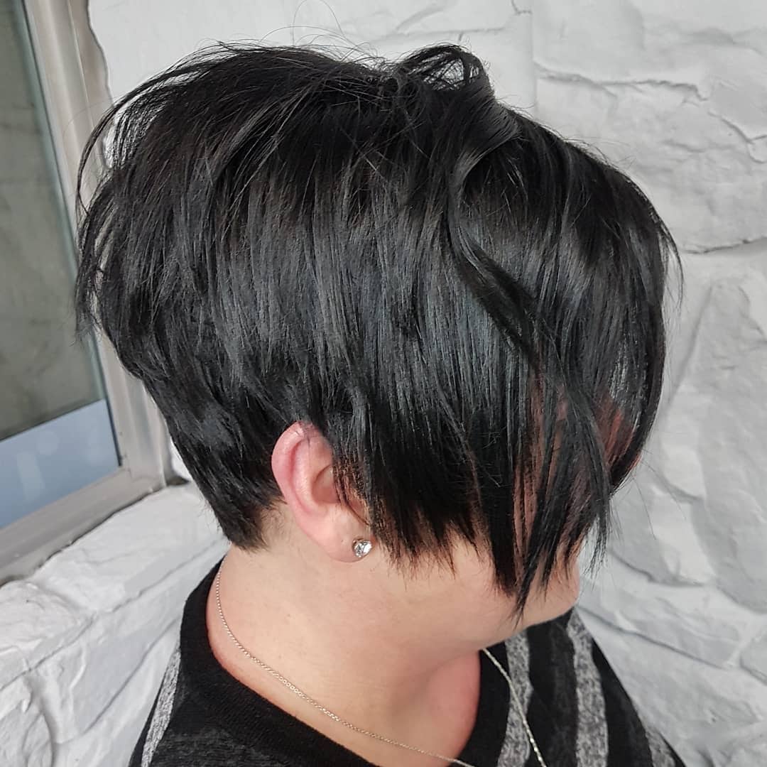 17. Long Pixie Undercut with Jet Black Color - Long Pixie Cuts