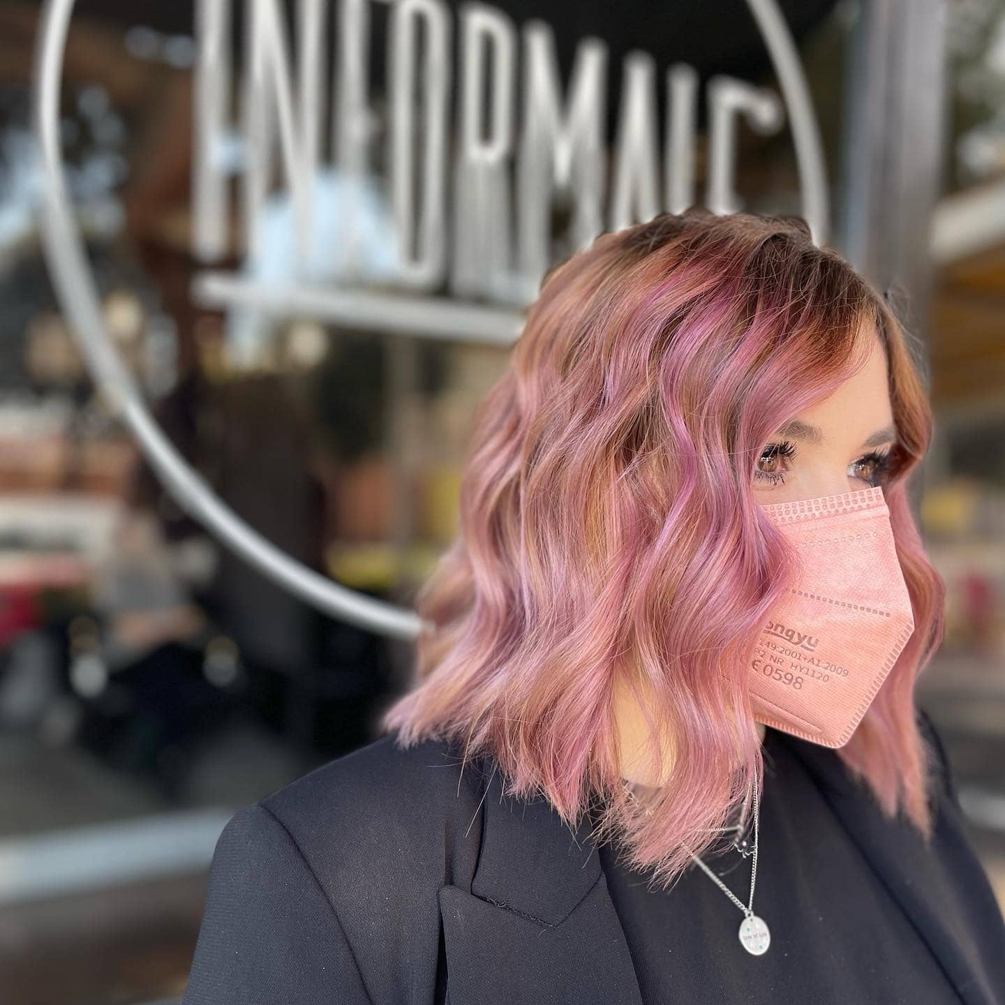 3. Rose Gold Lilac Textured Bob - Lilac Hair Color
