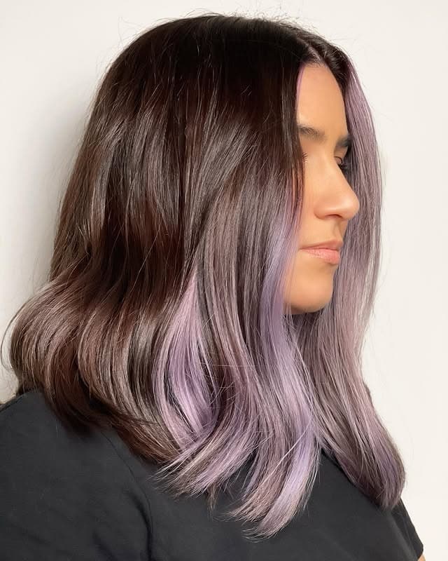 4. Smoky Lilac Face-Framing Balayage - Lilac Hair Color