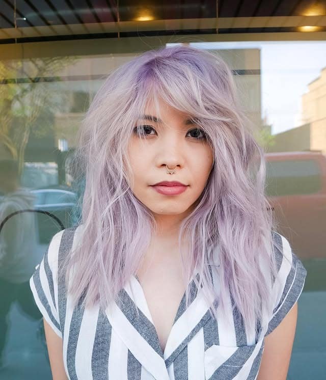 6. Icy Lavender Shag - Lilac Hair Color
