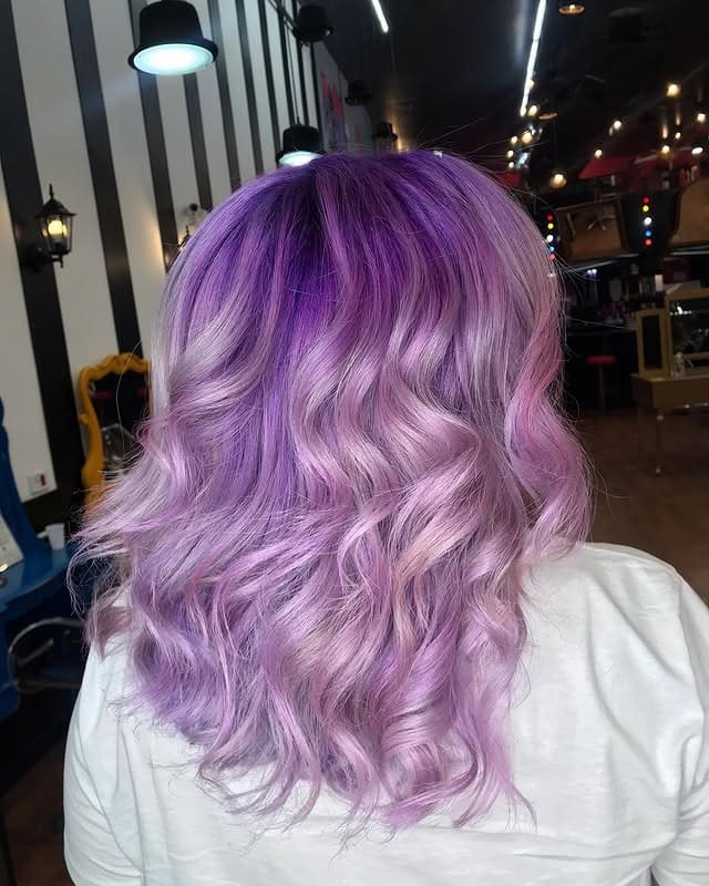 12. Orchid Lilac Wavy Lob - Lilac Hair Color