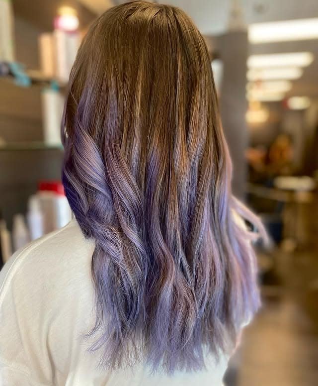 16. Smoky Lilac Balayage Waves - Lilac Hair Color