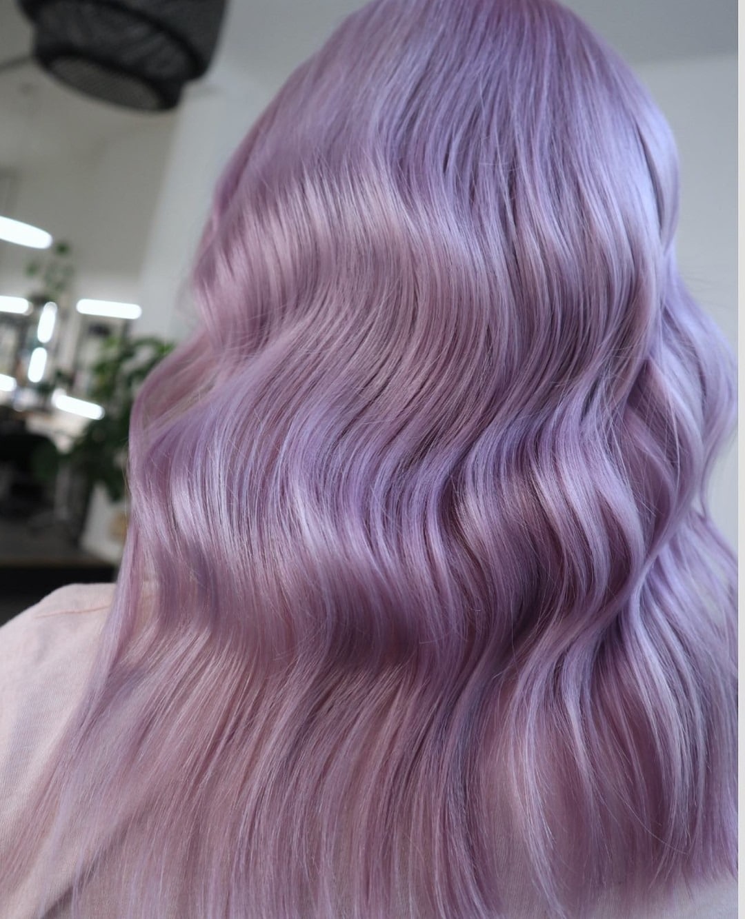 21. Pastel Lilac Hollywood Waves - Lilac Hair Color