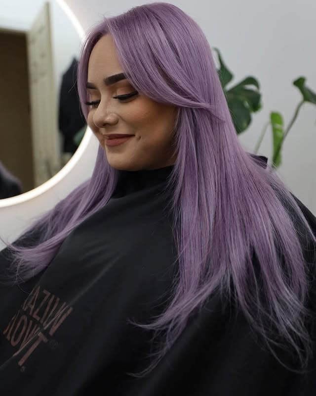 22. Soft Lavender Layered Blowout - Lilac Hair Color