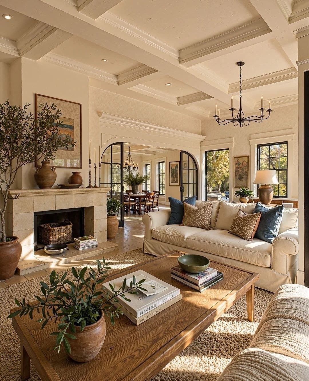 1. Warm Cream and Natural Wood Rustic Living Room - rustic living room ideas