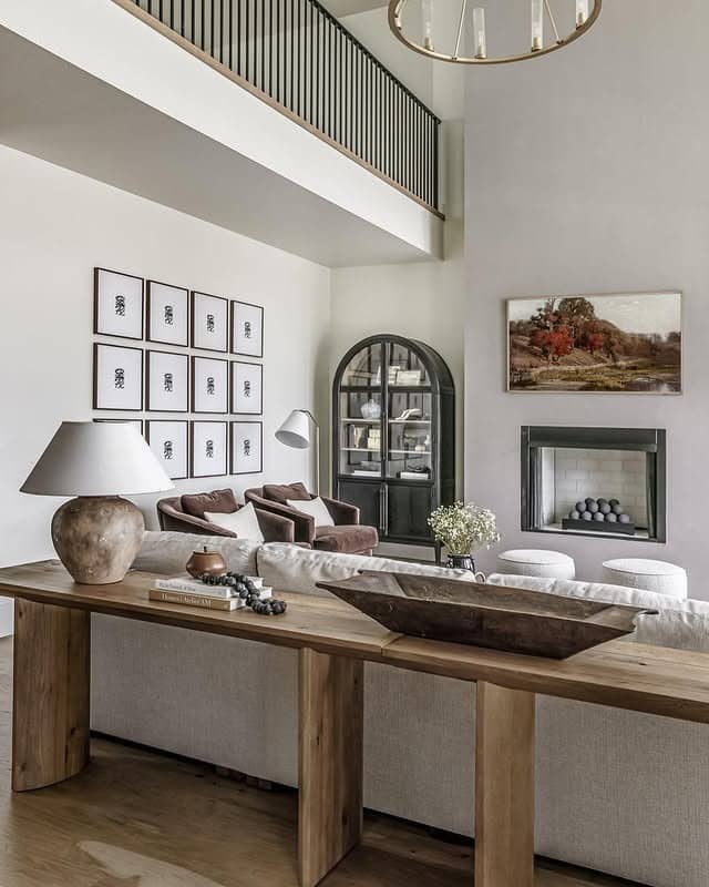 17. Soft Taupe and Natural Wood Rustic Living Room - rustic living room ideas