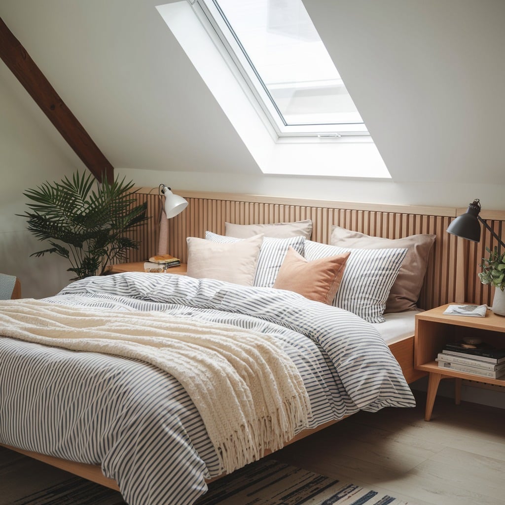1. Warm Scandinavian Wood and Soft Blush Bedroom - warm bedroom ideas