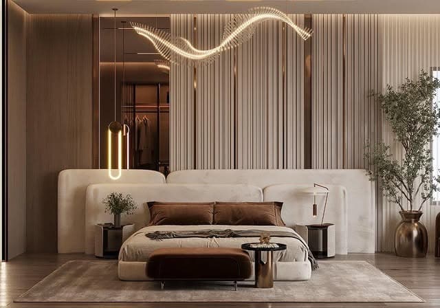 2. Warm Mocha and Cream Luxury Bedroom Design - warm bedroom ideas