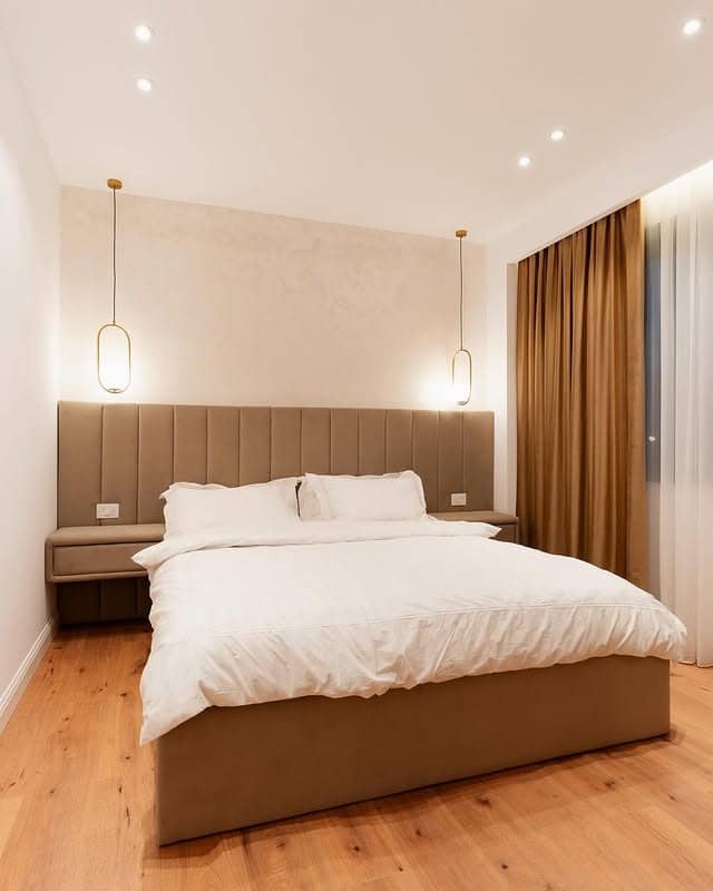 10. Warm Latte and Cream Contemporary Bedroom - warm bedroom ideas