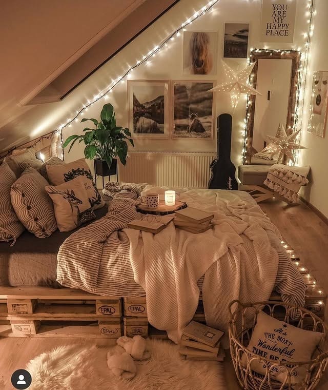 18. Warm Caramel and Cream Cozy Attic Bedroom - warm bedroom ideas