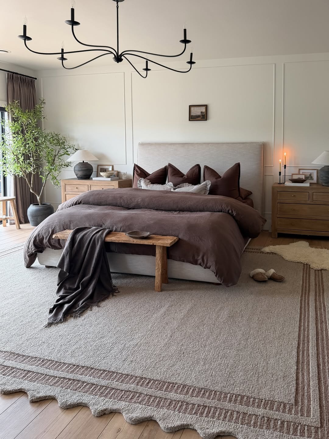 21. Warm Cocoa and Cream Layered Bedroom Idea - warm bedroom ideas