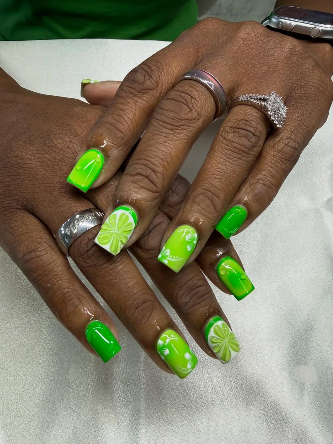 10. Neon Lime Citrus Summer Nails - beach nail ideas