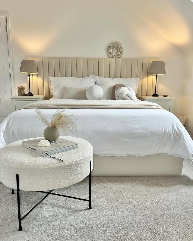 7. Cream and Beige Layered Neutral Guest Bedroom - guest bedroom ideas