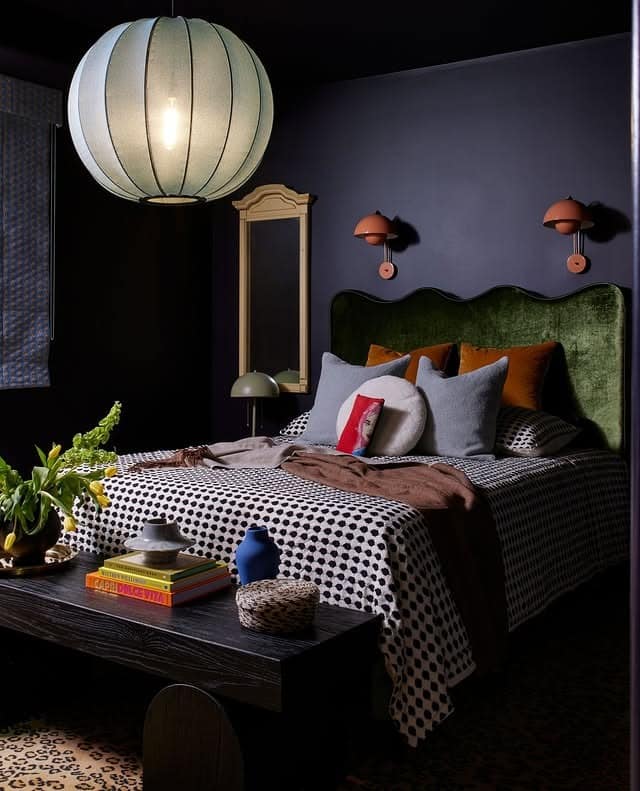 10. Midnight Blue and Forest Green Moody Guest Bedroom - guest bedroom ideas