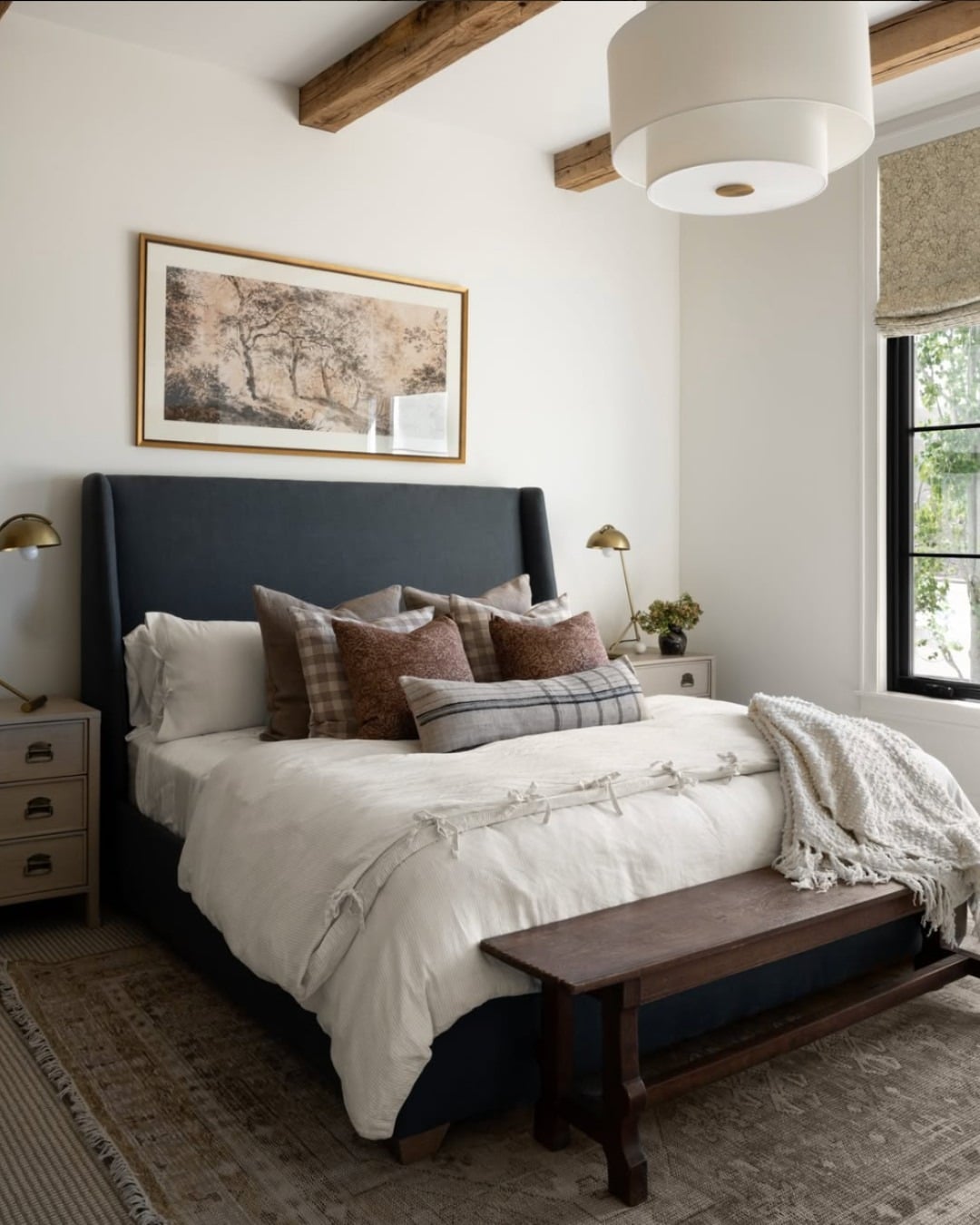 14. Navy Blue and Warm Taupe Transitional Guest Bedroom - guest bedroom ideas