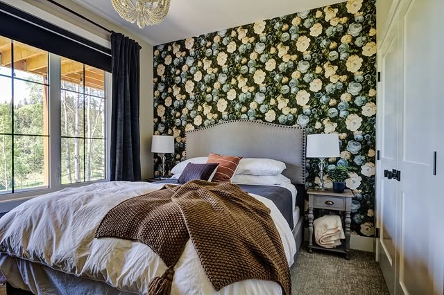 18. Forest Green and Chocolate Brown Floral Guest Bedroom - guest bedroom ideas