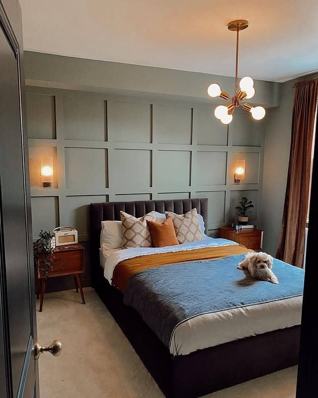 22. Sage Green and Rust Accent Guest Bedroom Idea - guest bedroom ideas
