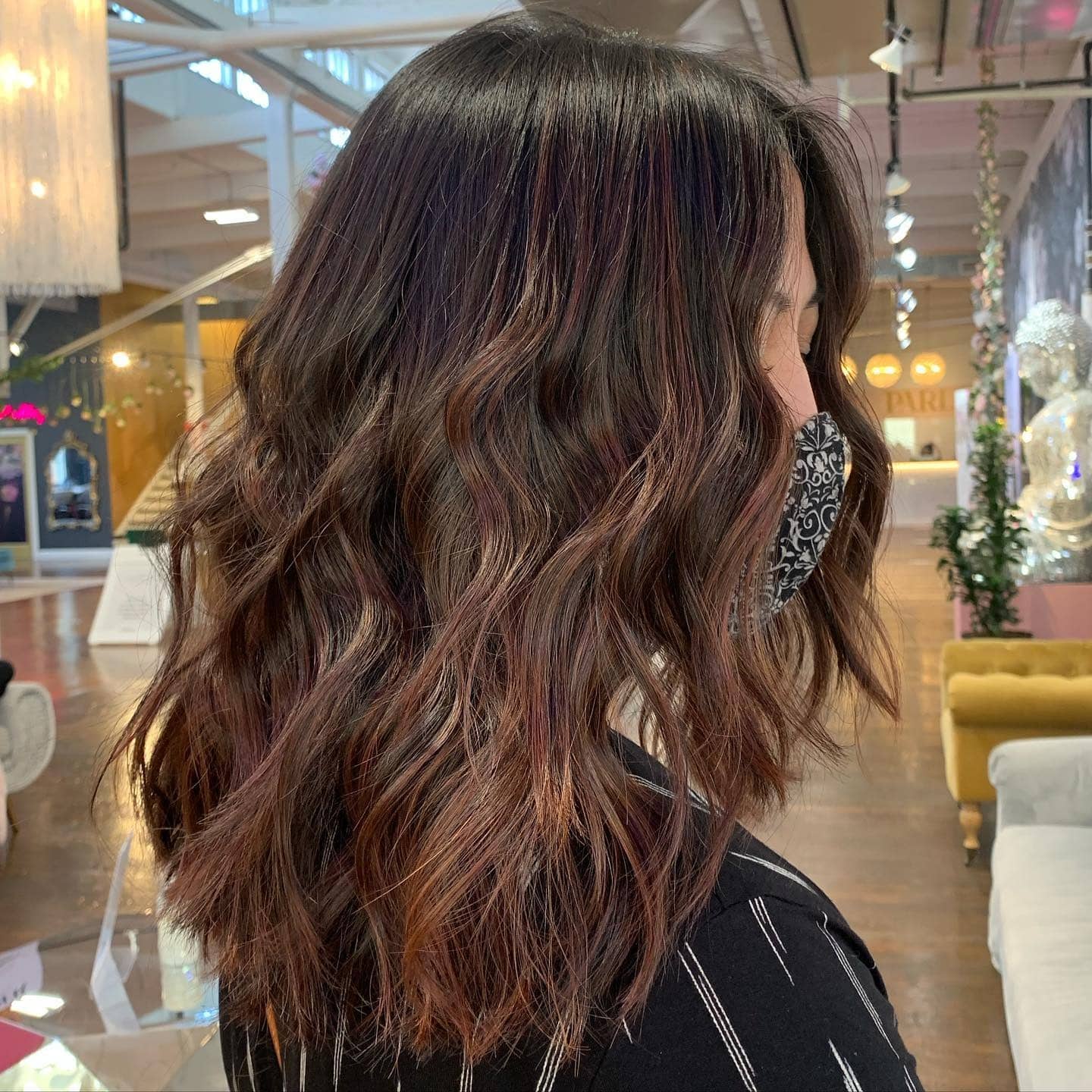 1. Soft Rose Brown Balayage Waves - Rose Brown Hair Color