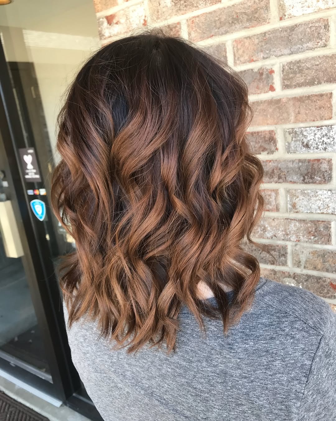 3. Rose Brown Ribbon Highlights Lob - Rose Brown Hair Color