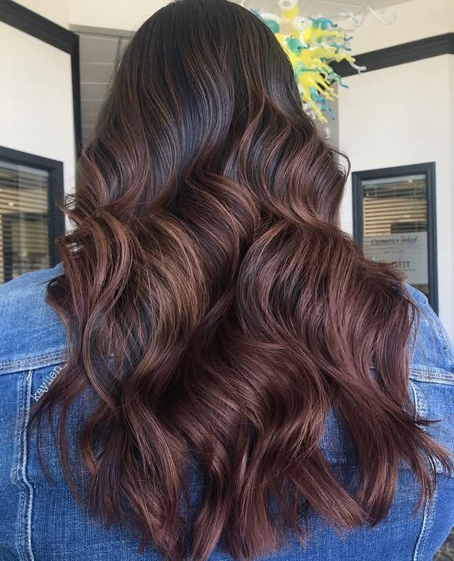 4. Deep Rose Mocha Brown Waves - Rose Brown Hair Color