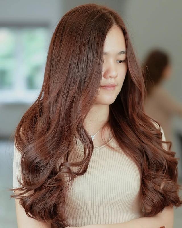 13. Velvet Rose Brown Curls - Rose Brown Hair Color