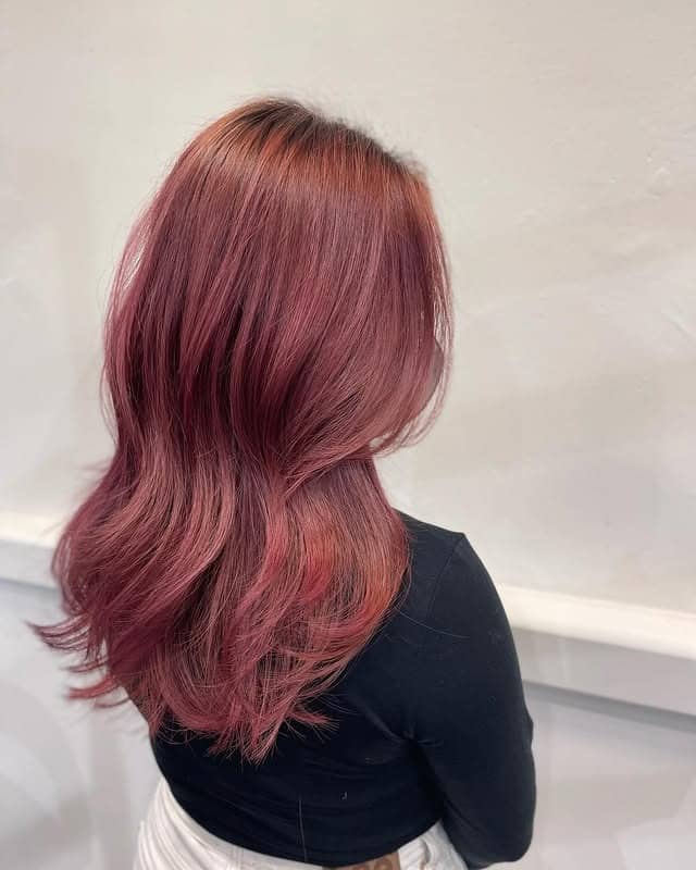 14. Mauve Rose Brown Layered Cut - Rose Brown Hair Color