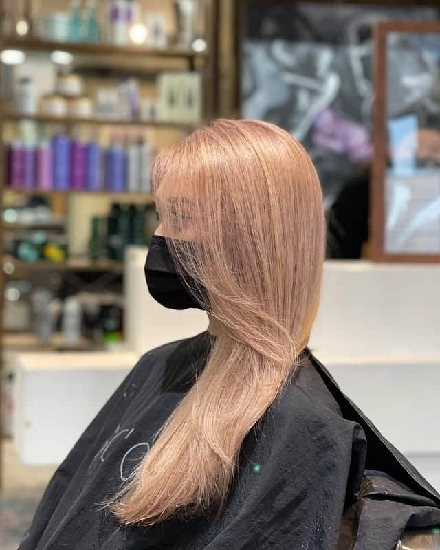15. Champagne Rose Brown Straight Layers - Rose Brown Hair Color