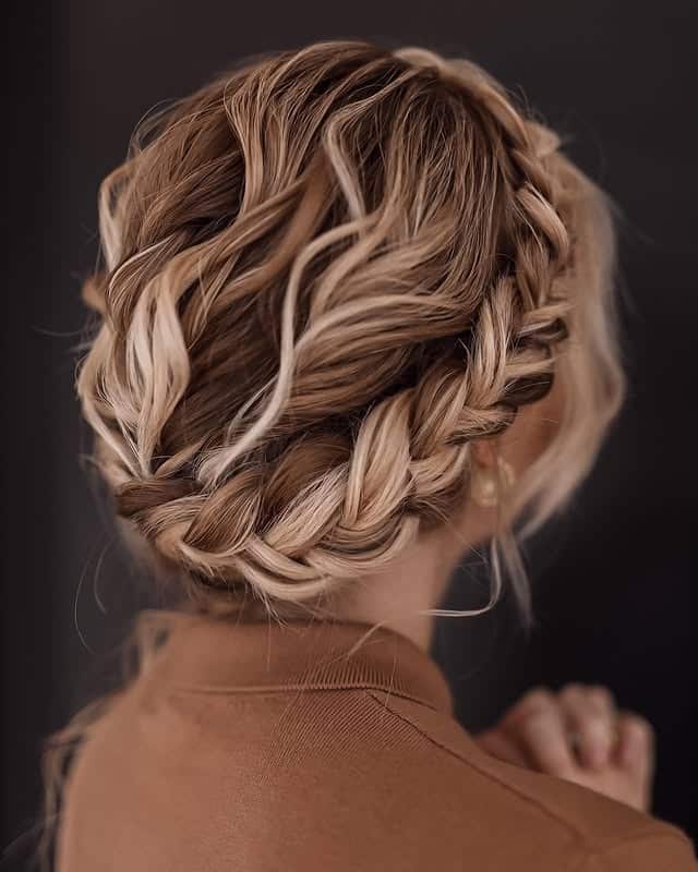 4. Ash Blonde Crown Braid Chignon - Crown Braid Hairstyles