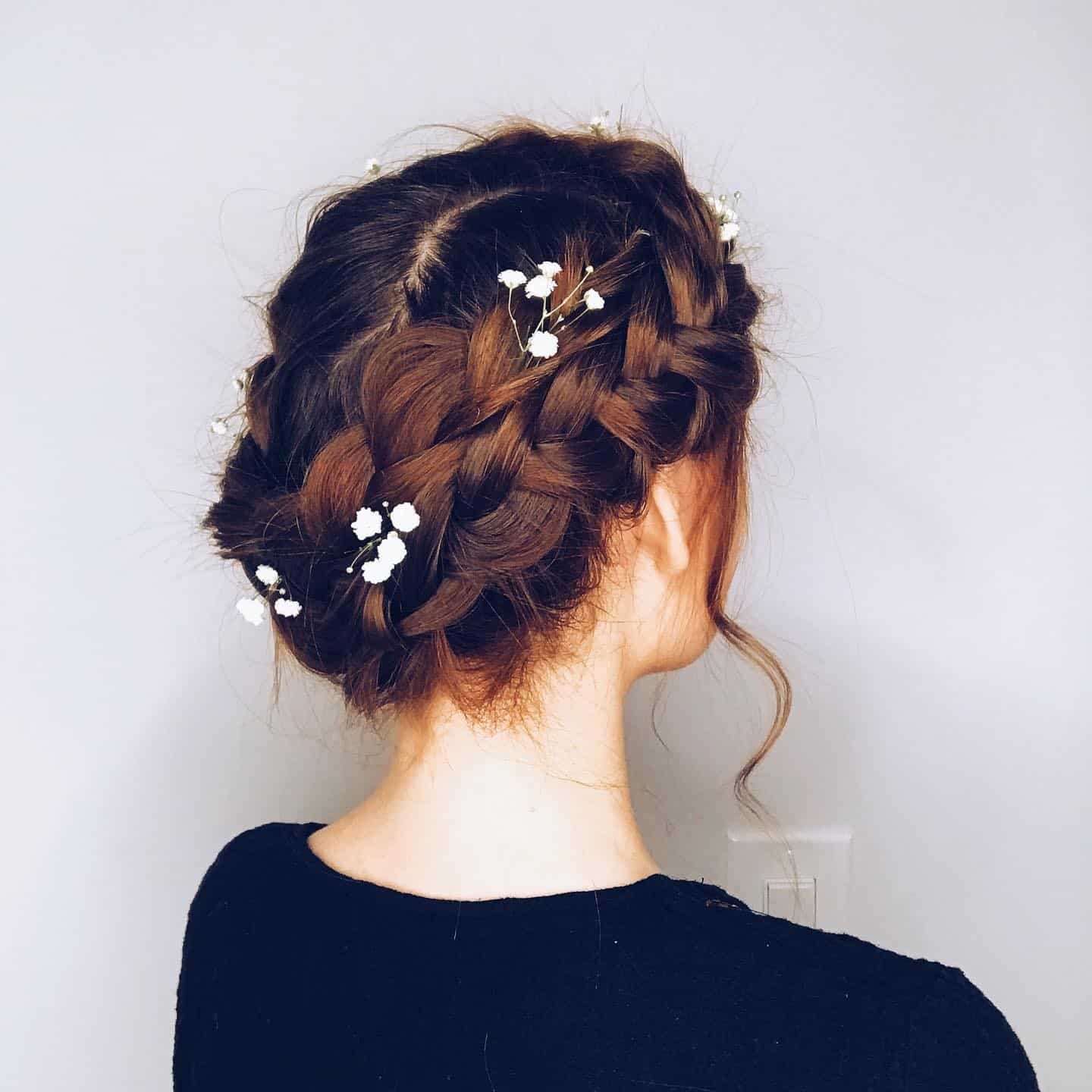 6. Chestnut Brown Crown Braid Bun - Crown Braid Hairstyles