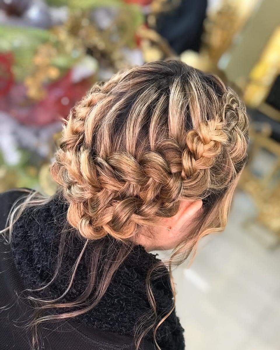 8. Blonde Balayage Crown Braid Updo - Crown Braid Hairstyles