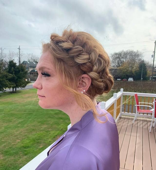 9. Strawberry Blonde Crown Braid Updo - Crown Braid Hairstyles