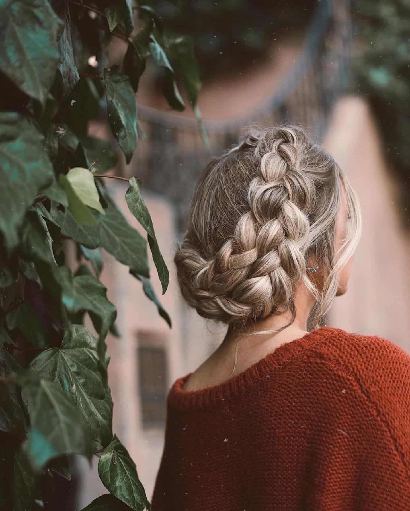 19. Beige Blonde Crown Braid Bun - Crown Braid Hairstyles