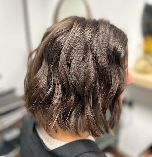 2. Mushroom Brown Textured Midi Bob - Midi Cut Hairstyles