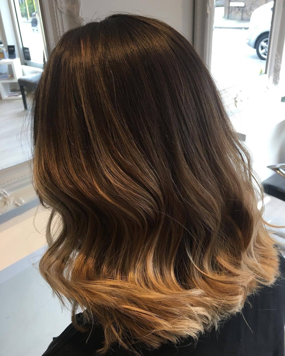 9. Caramel Balayage Midi Cut - Midi Cut Hairstyles