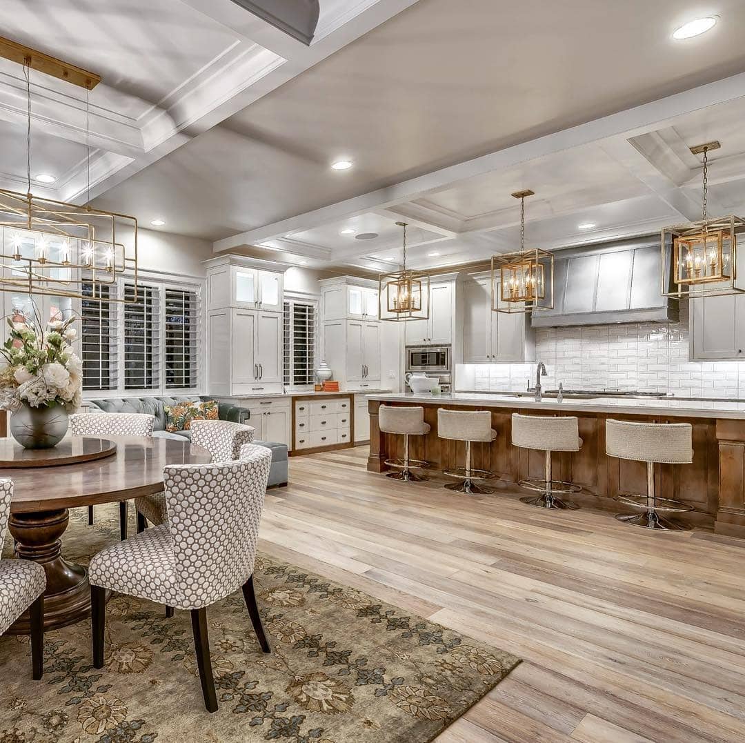 5. Classic White and Wood Open-Concept Kitchen - elegant kitchen ideas