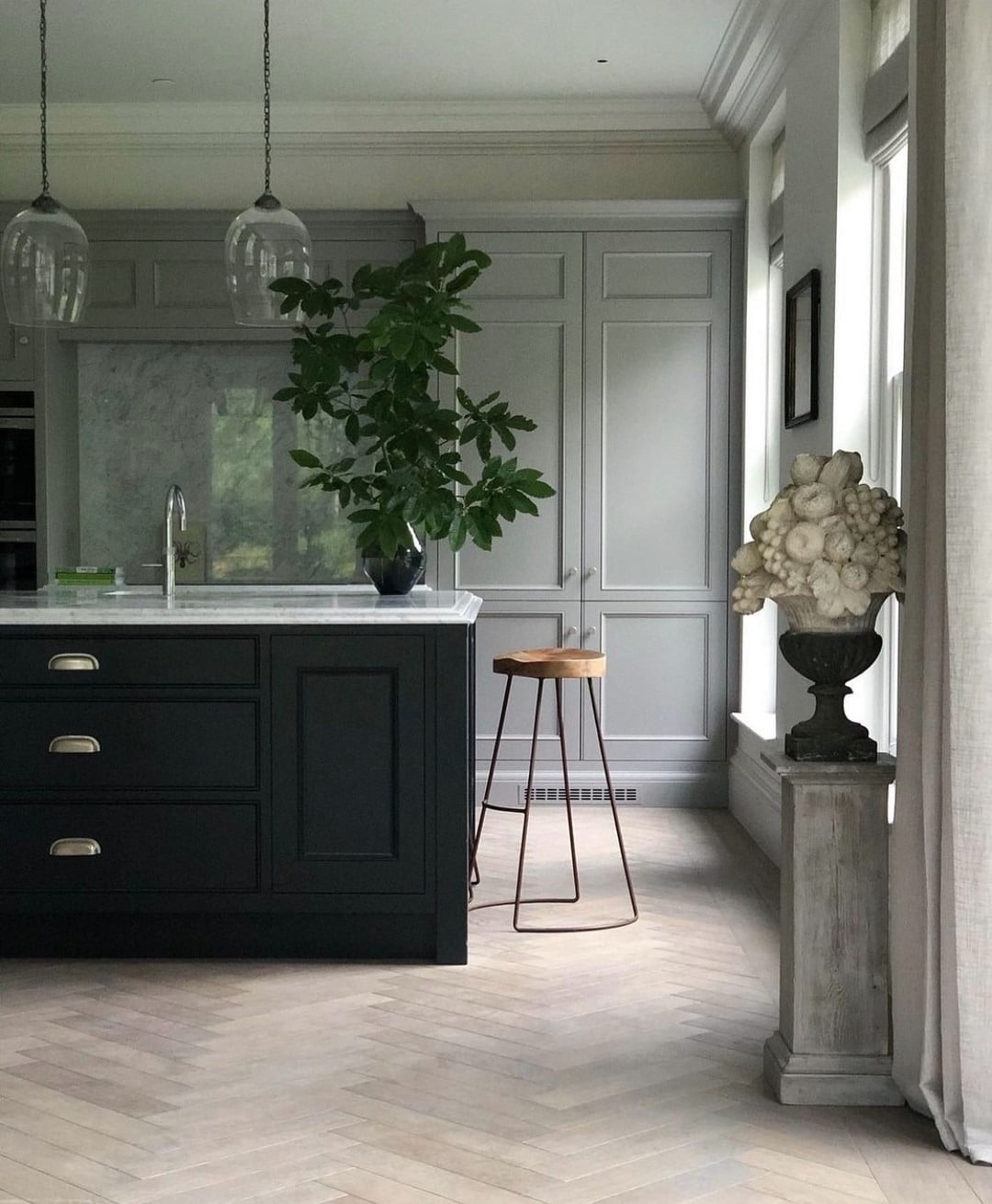 13. Charcoal and Gray Kitchen with Timeless Elegance - elegant kitchen ideas