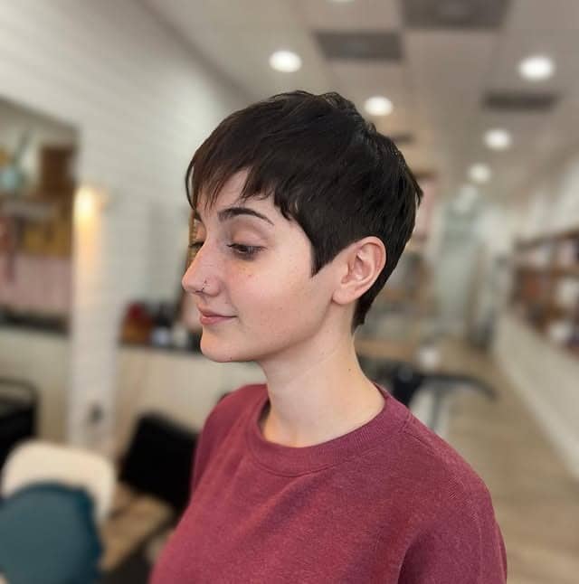 6. Classic Dark Brunette Pixie Undercut - Undercut Pixie Haircut