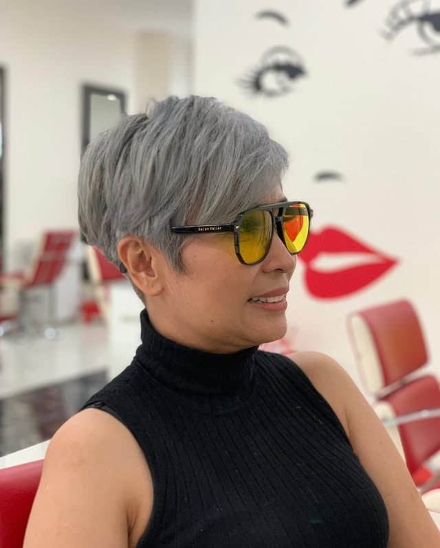 11. Silver Gray Side-Swept Undercut Pixie - Undercut Pixie Haircut
