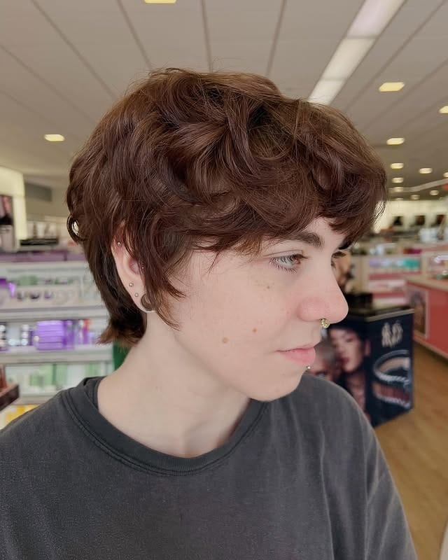 13. Chestnut Brown Layered Undercut Pixie - Undercut Pixie Haircut