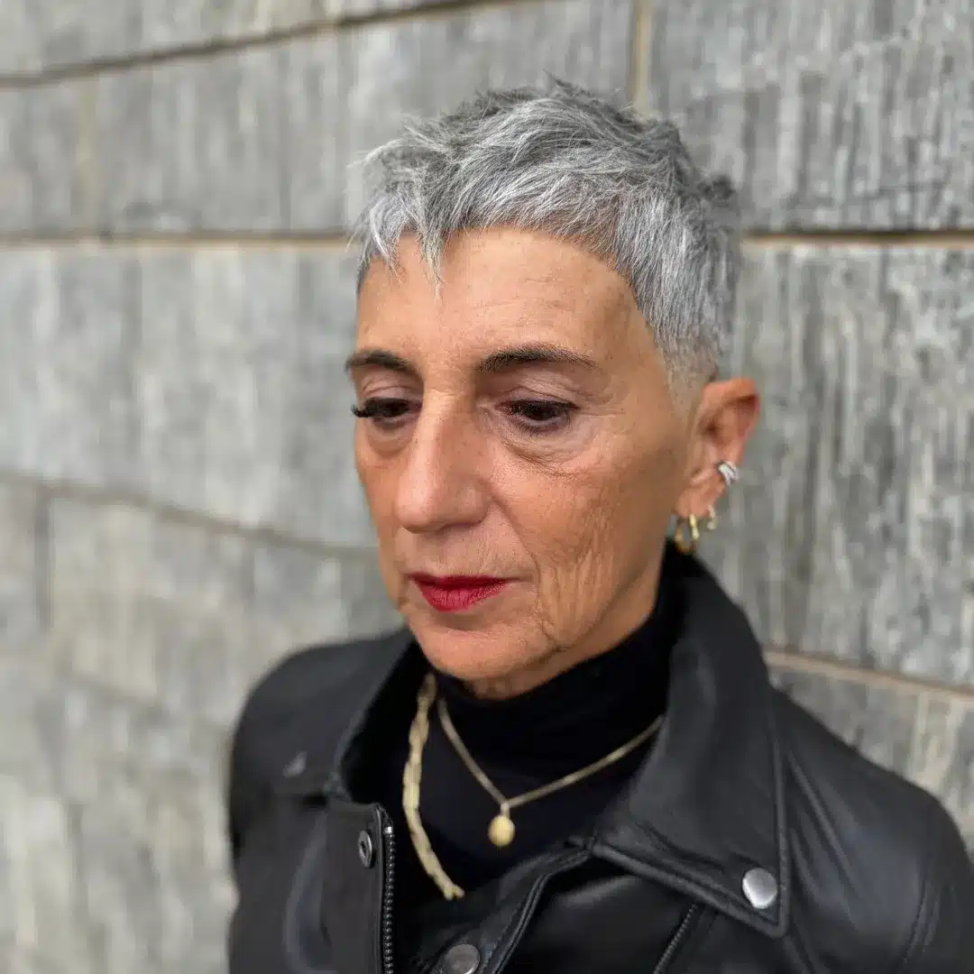 15. Frosted Silver Micro Undercut Pixie - Undercut Pixie Haircut