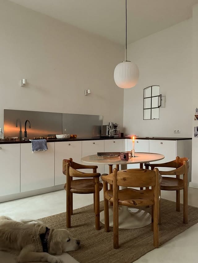 12. Minimalist White and Walnut Kitchen with Soft Neutrals - simple kitchen ideas