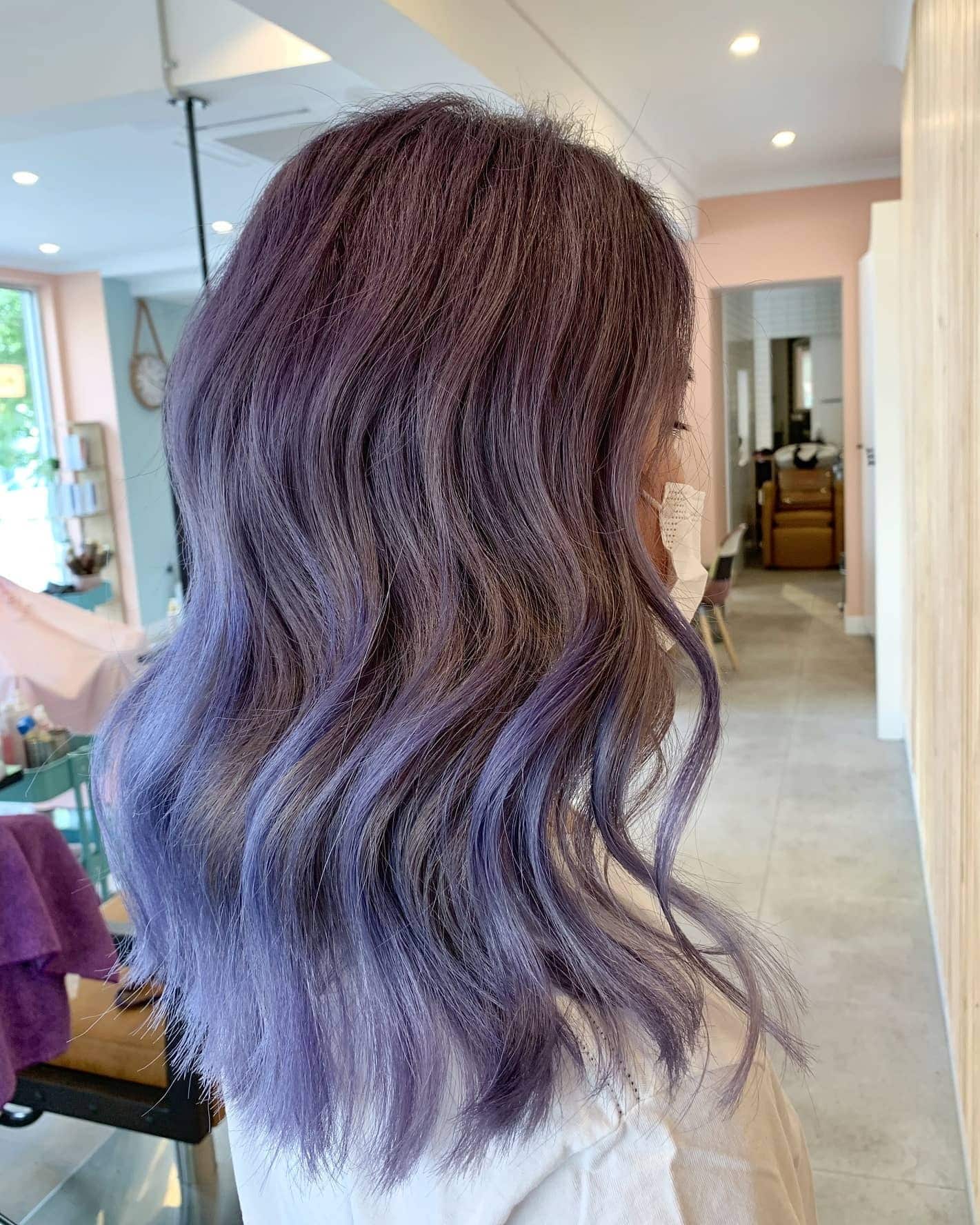 5. Ash Violet Ombre on Medium Wavy Hair - Ash Violet Hair Color